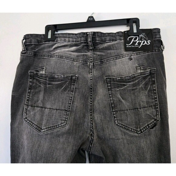 Prps Jeans Mens 33x31 Warlock Black Perigee Distressed Stretch Skinny Grungy - Picture 4 of 11